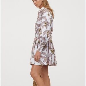 Desmond & Dempsey x H&M Cotton Shirt Dress Banana Leaf Pleated Sumemr Small